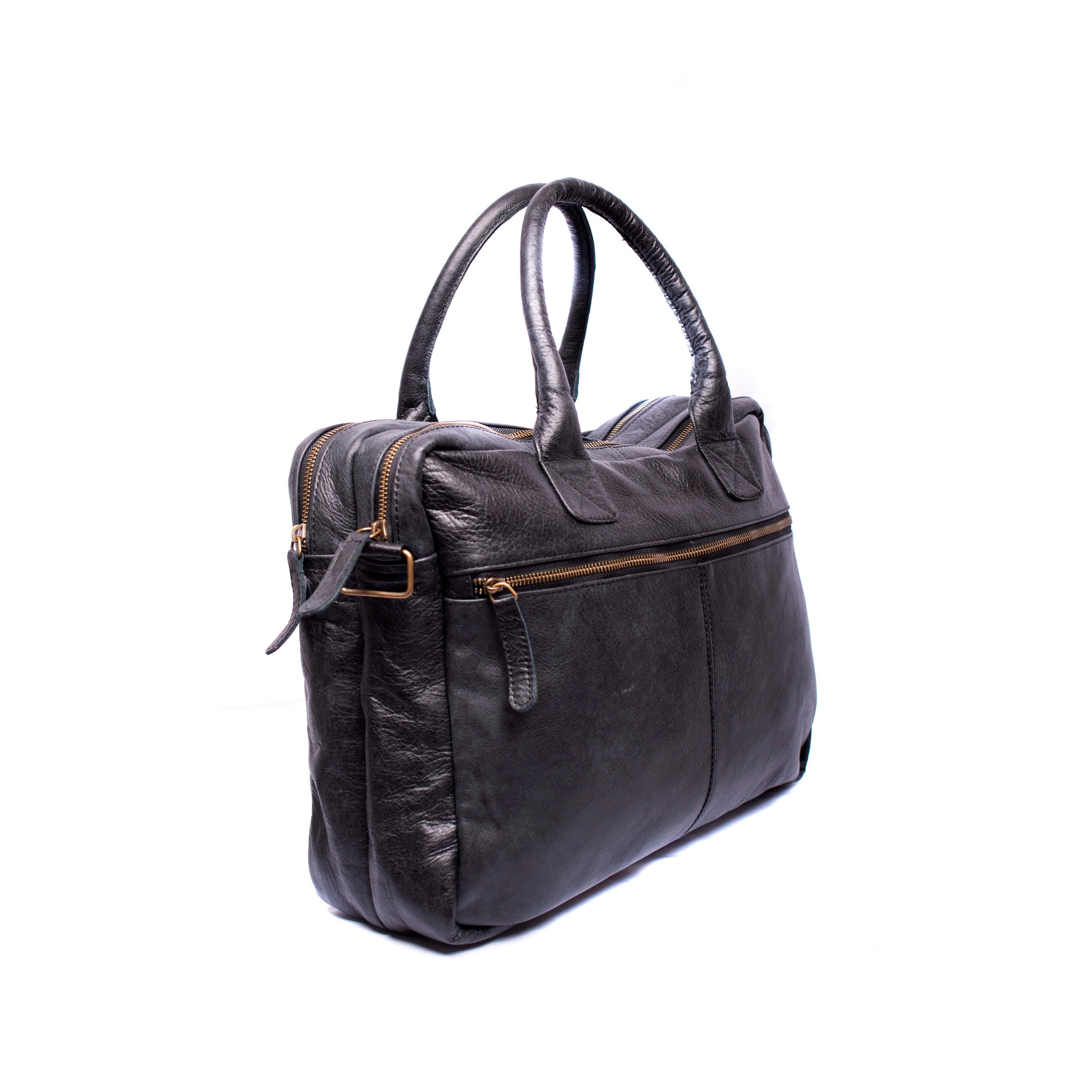 Amsterdam Deri Laptop Çantası 17 İnç - Concrete Black