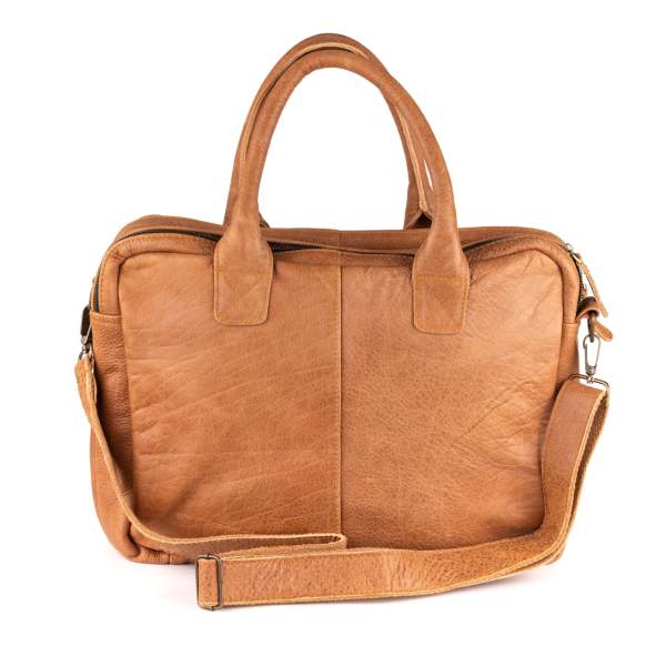 Amsterdam Deri Laptop Çantası  - Vintage Cognac