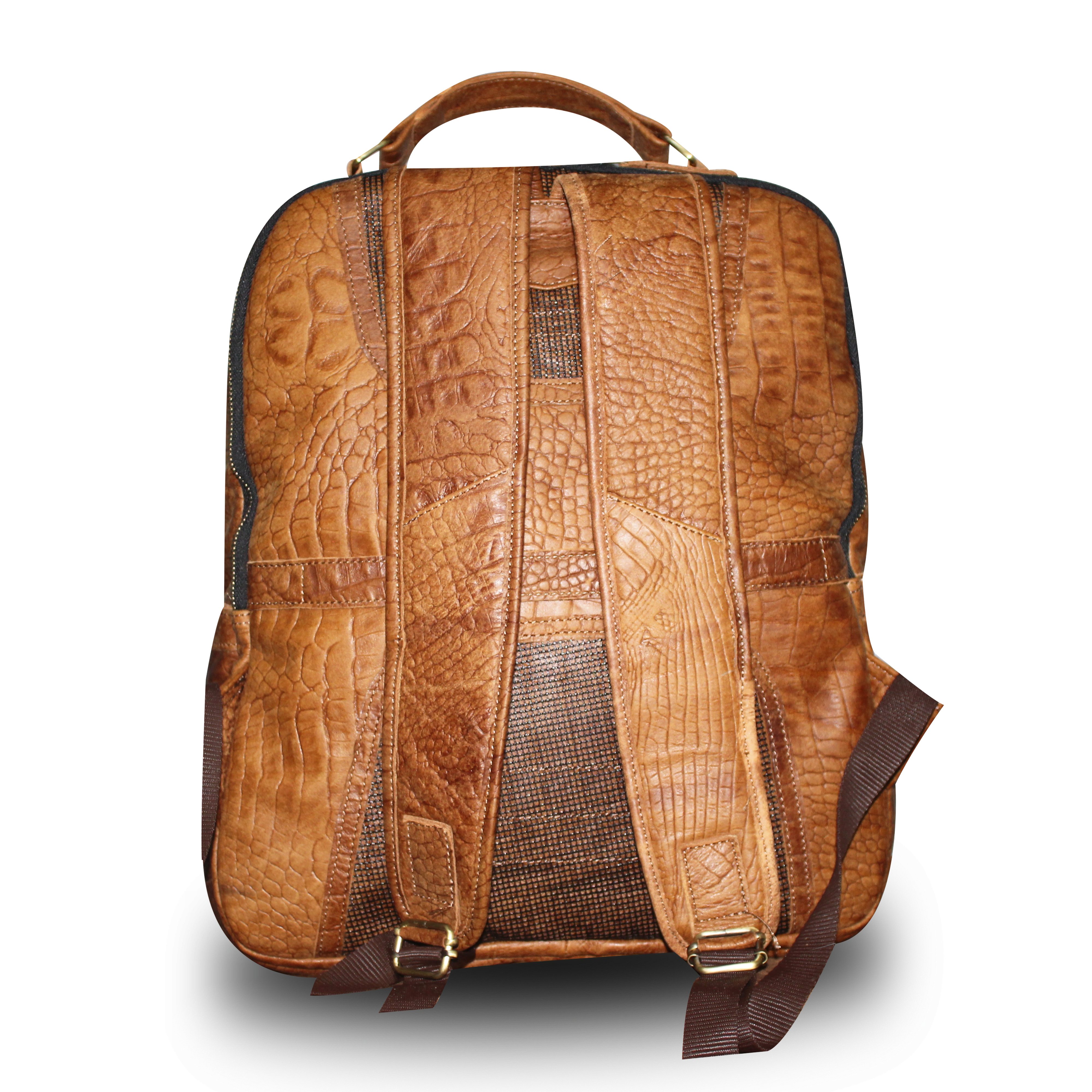 Rotterdam Deri Sırt Çantası - Croco Sudan Brown